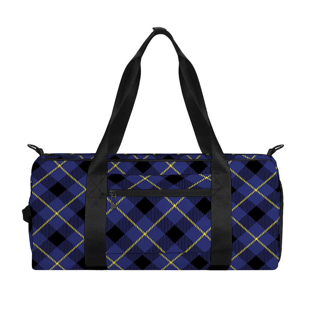 Blue Black And Yellow Plaid Print Gym Bag