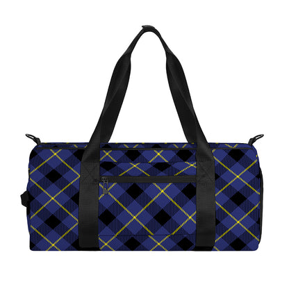 Blue Black And Yellow Plaid Print Gym Bag