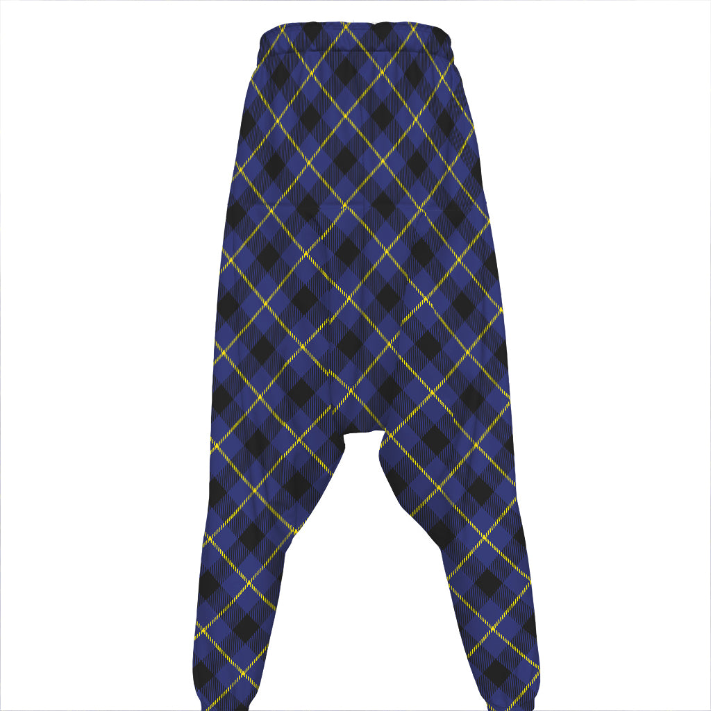 Blue Black And Yellow Plaid Print Hammer Pants