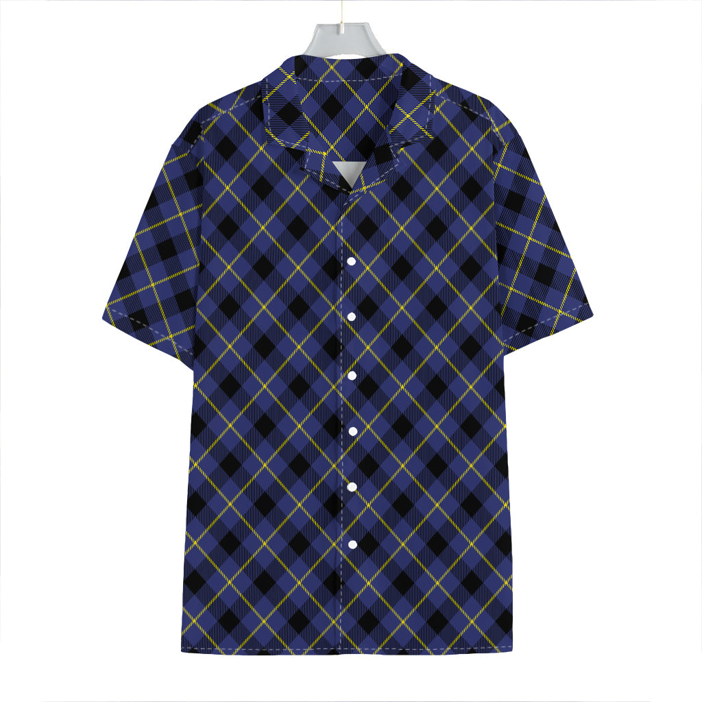 Blue Black And Yellow Plaid Print Hawaiian Shirt