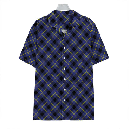 Blue Black And Yellow Plaid Print Hawaiian Shirt