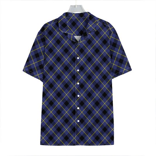 Blue Black And Yellow Plaid Print Hawaiian Shirt