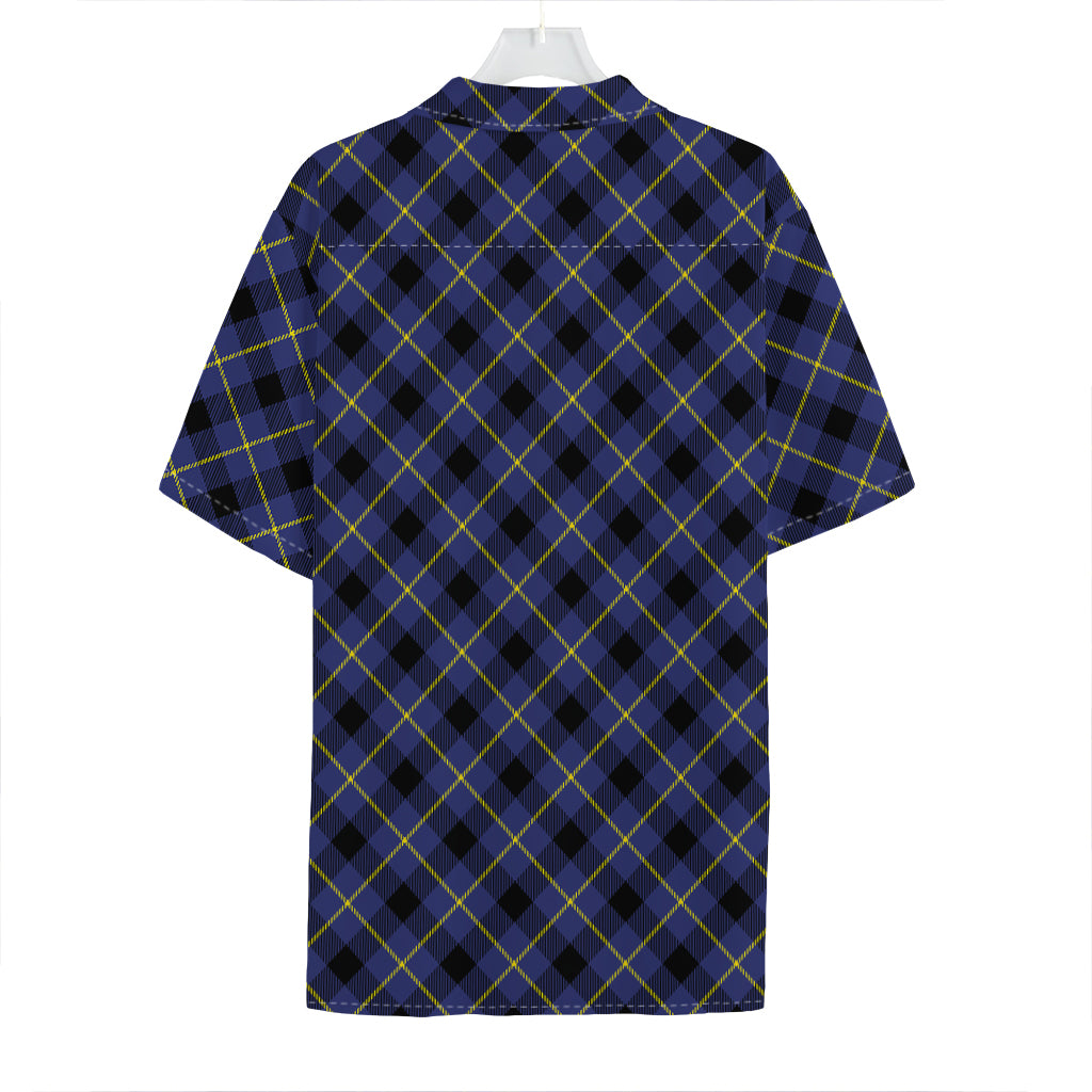 Blue Black And Yellow Plaid Print Hawaiian Shirt