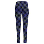 Blue Black And Yellow Plaid Print High-Waisted Pocket Leggings