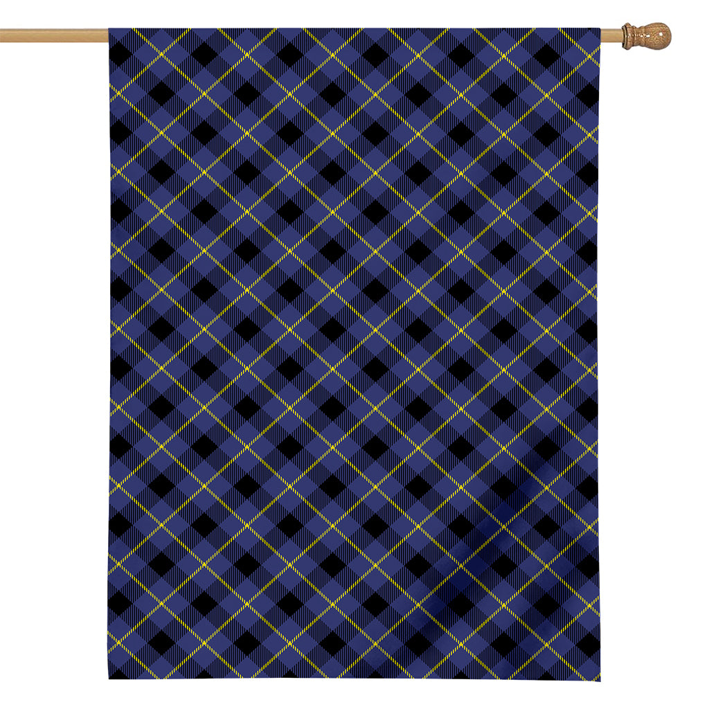 Blue Black And Yellow Plaid Print House Flag