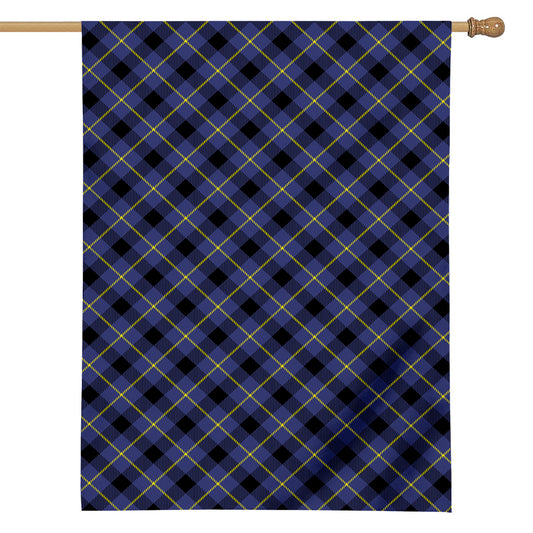 Blue Black And Yellow Plaid Print House Flag