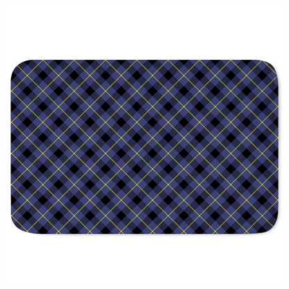 Blue Black And Yellow Plaid Print Indoor Door Mat