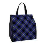 Blue Black And Yellow Plaid Print Insulated Lunch Tote
