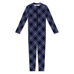 Blue Black And Yellow Plaid Print Jumpsuit