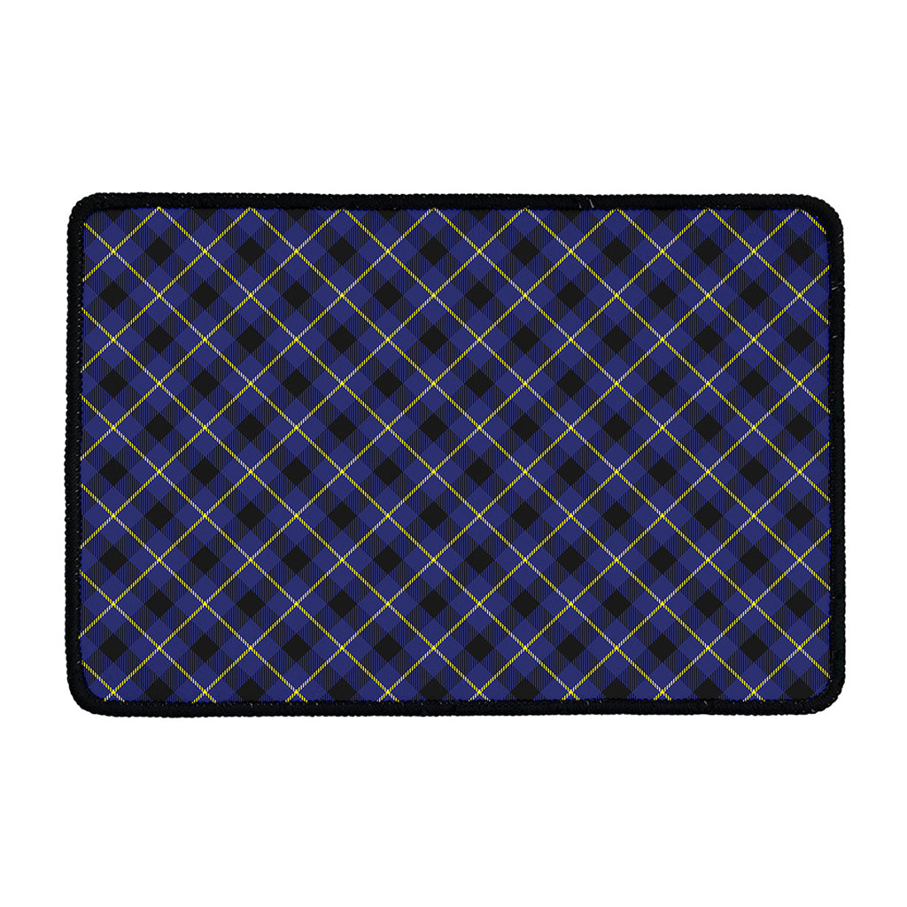 Blue Black And Yellow Plaid Print Kitchen Mat