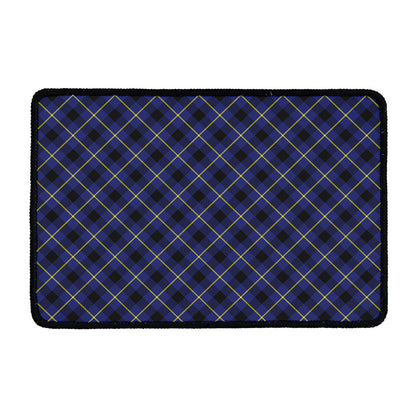 Blue Black And Yellow Plaid Print Kitchen Mat