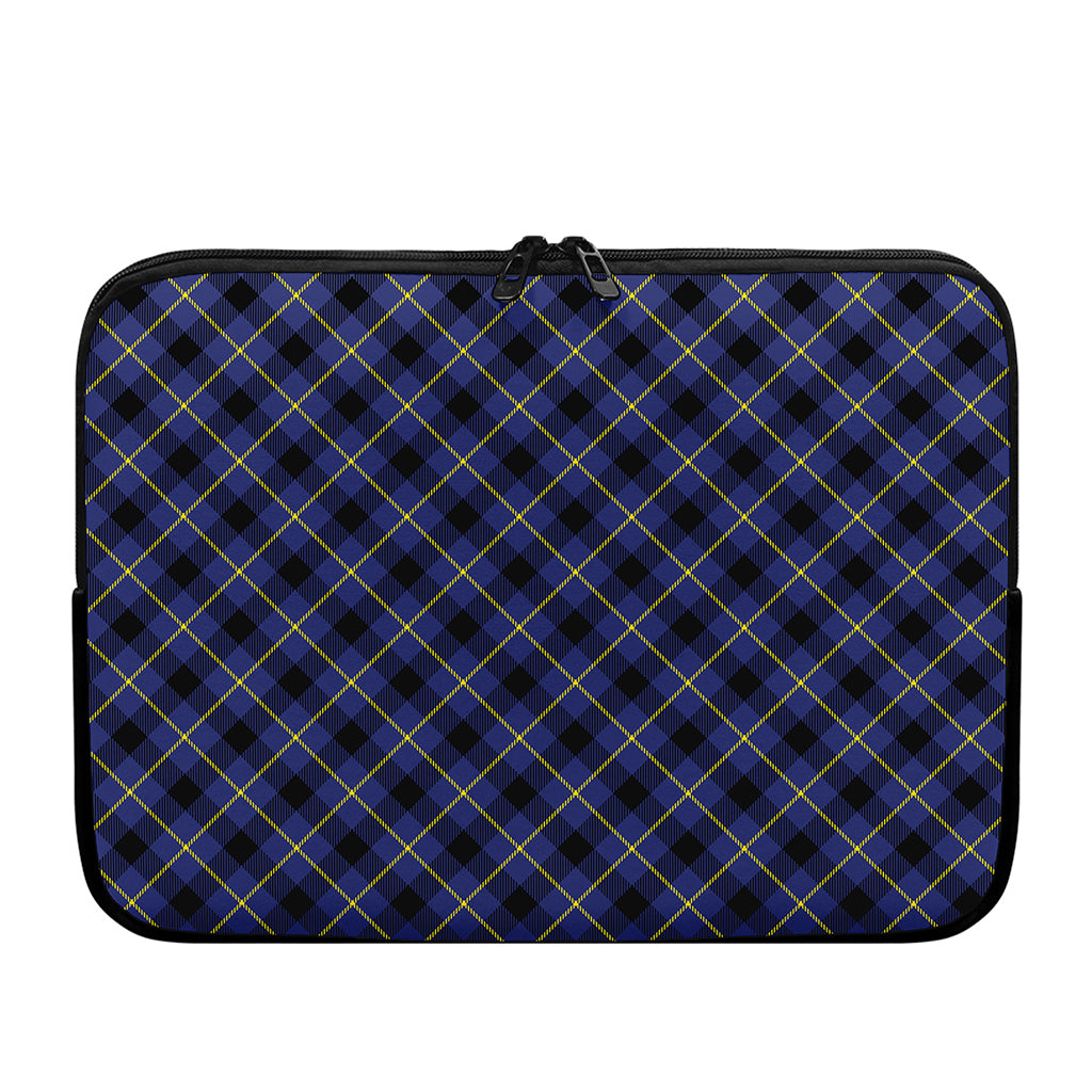 Blue Black And Yellow Plaid Print Laptop Sleeve