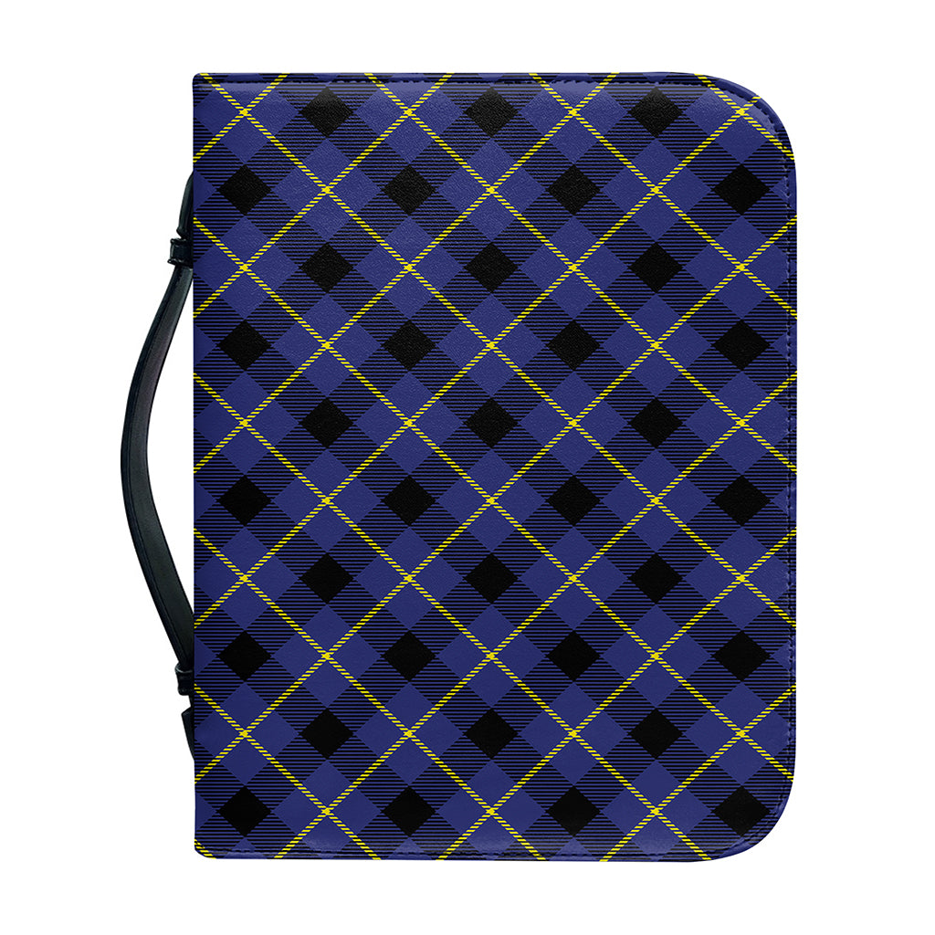 Blue Black And Yellow Plaid Print Leather Bible Cover