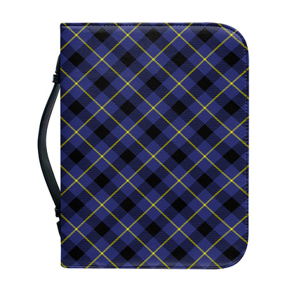 Blue Black And Yellow Plaid Print Leather Bible Cover