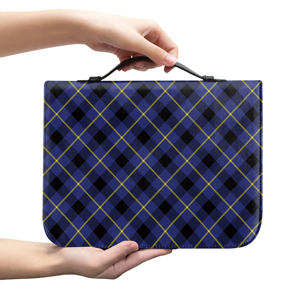 Blue Black And Yellow Plaid Print Leather Bible Cover