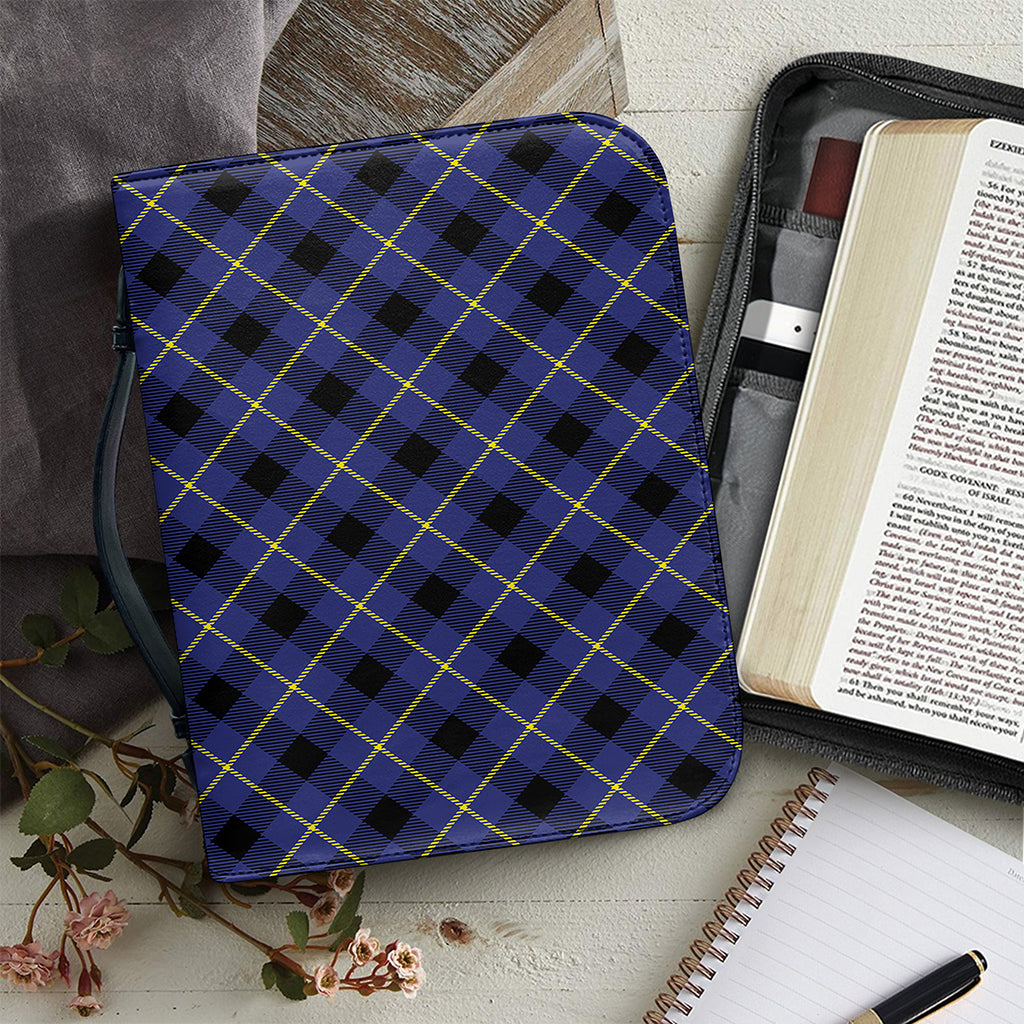 Blue Black And Yellow Plaid Print Leather Bible Cover