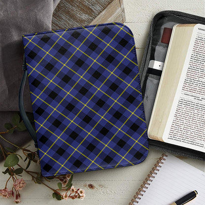 Blue Black And Yellow Plaid Print Leather Bible Cover