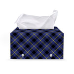 Blue Black And Yellow Plaid Print Leather Tissue Box Cover