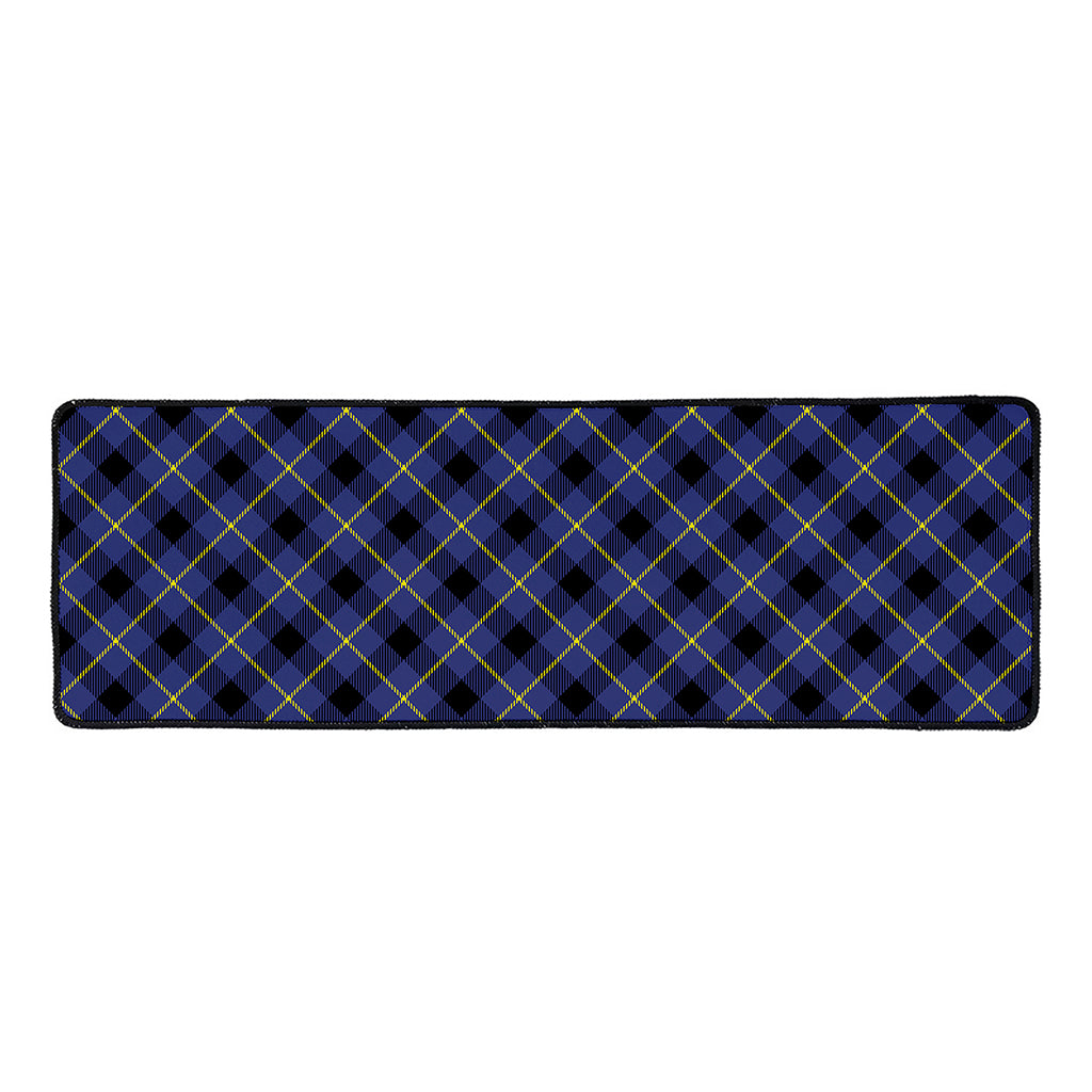 Blue Black And Yellow Plaid Print Long Kitchen Mat