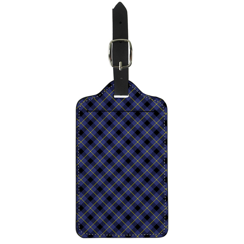 Blue Black And Yellow Plaid Print Luggage Tag