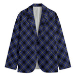 Blue Black And Yellow Plaid Print Men's Blazer