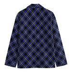 Blue Black And Yellow Plaid Print Men's Blazer