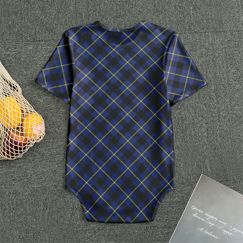 Blue Black And Yellow Plaid Print Men's Bodysuit