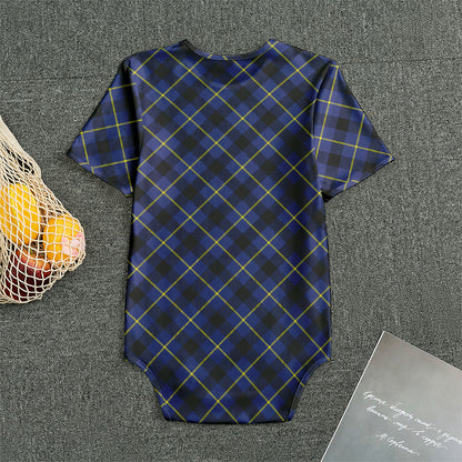 Blue Black And Yellow Plaid Print Men's Bodysuit