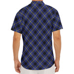 Blue Black And Yellow Plaid Print Men's Deep V-Neck Shirt