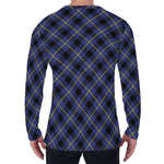 Blue Black And Yellow Plaid Print Men's Long Sleeve T-Shirt