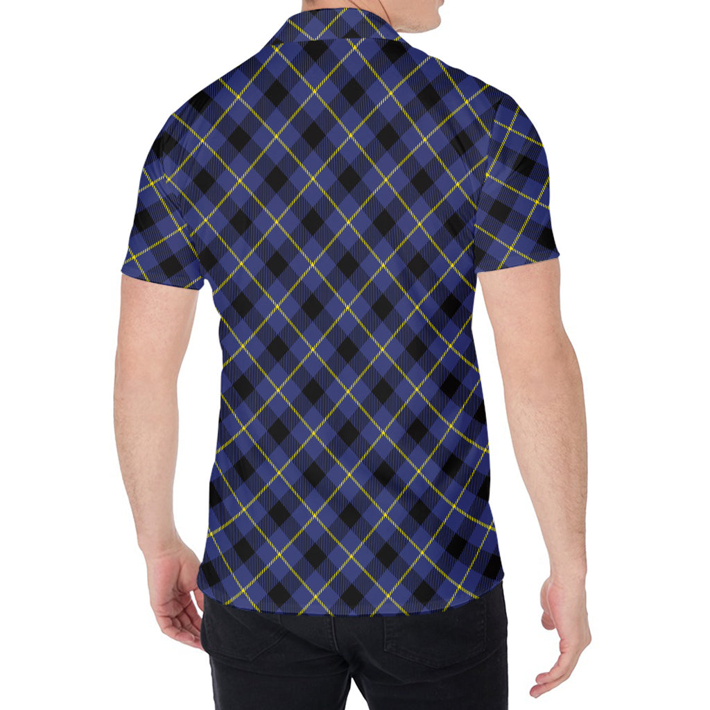 Blue Black And Yellow Plaid Print Men's Shirt