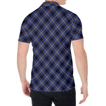 Blue Black And Yellow Plaid Print Men's Shirt