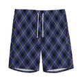 Blue Black And Yellow Plaid Print Men's Athletic Shorts