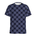 Blue Black And Yellow Plaid Print Men's Athletic T-Shirt