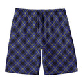 Blue Black And Yellow Plaid Print Men's Swim Trunks