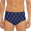 Blue Black And Yellow Plaid Print Men's Triangle Swim Briefs