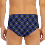 Blue Black And Yellow Plaid Print Men's Triangle Swim Briefs