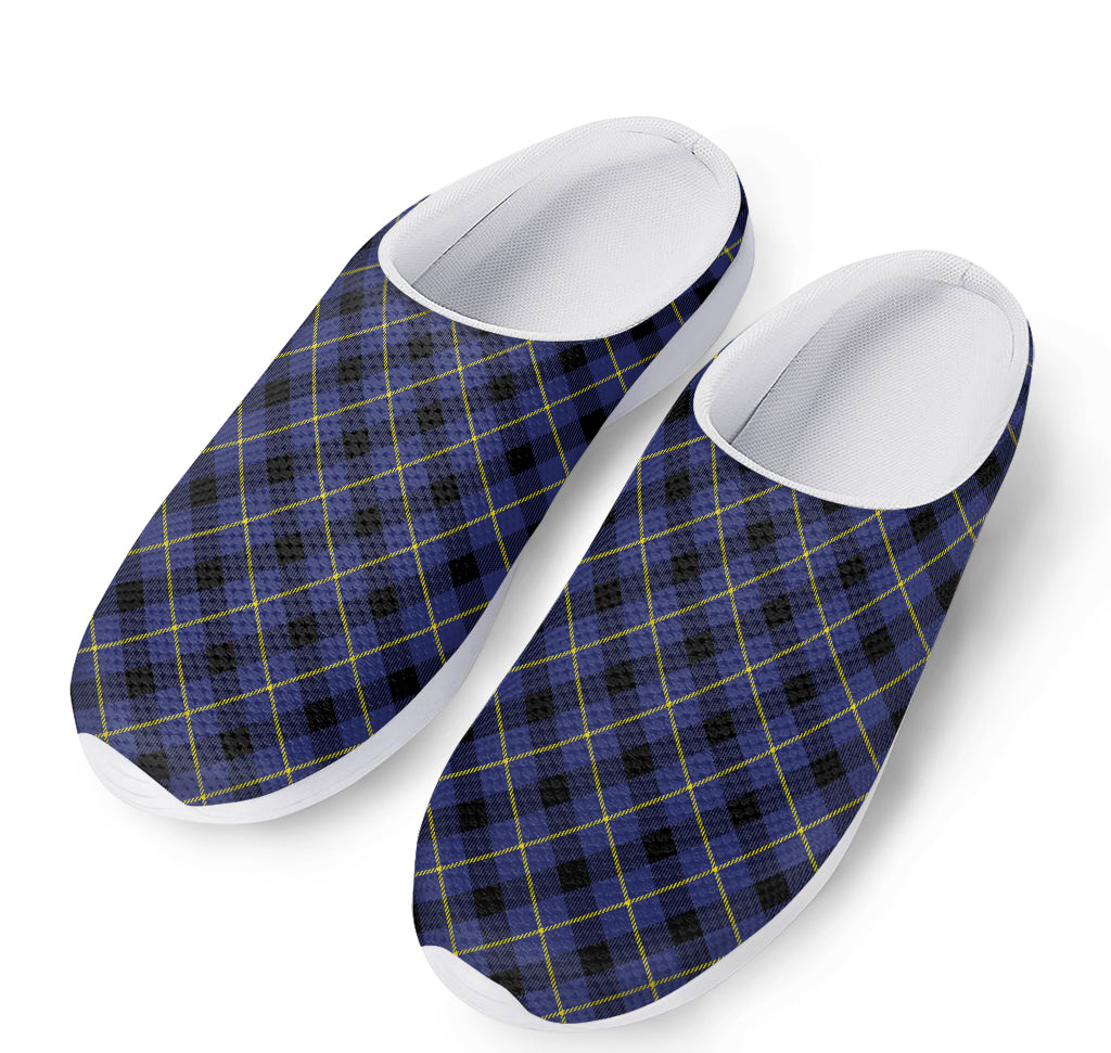 Blue Black And Yellow Plaid Print Mesh Casual Shoes