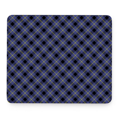 Blue Black And Yellow Plaid Print Mouse Pad