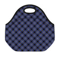 Blue Black And Yellow Plaid Print Neoprene Lunch Bag