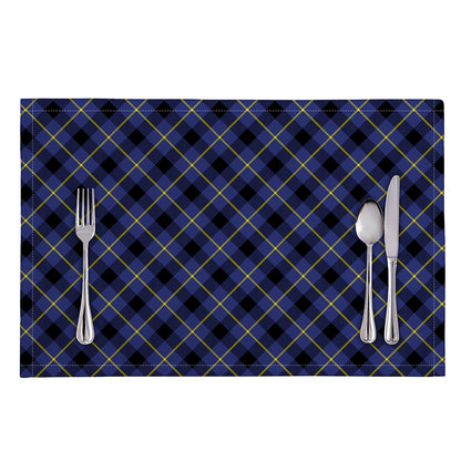 Blue Black And Yellow Plaid Print Placemat