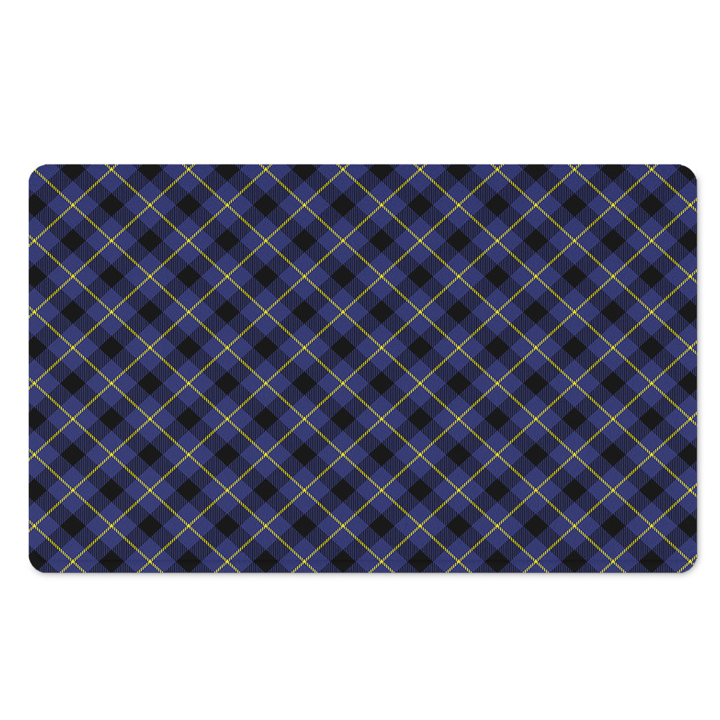 Blue Black And Yellow Plaid Print Polyester Doormat