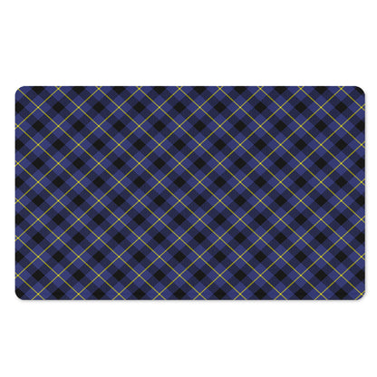 Blue Black And Yellow Plaid Print Polyester Doormat