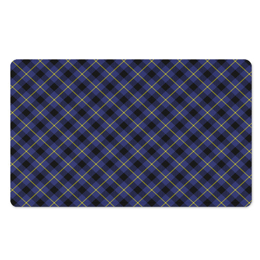Blue Black And Yellow Plaid Print Polyester Doormat