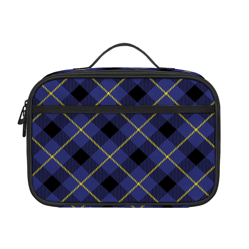 Blue Black And Yellow Plaid Print Portable Lunch Bag