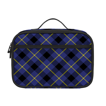 Blue Black And Yellow Plaid Print Portable Lunch Bag