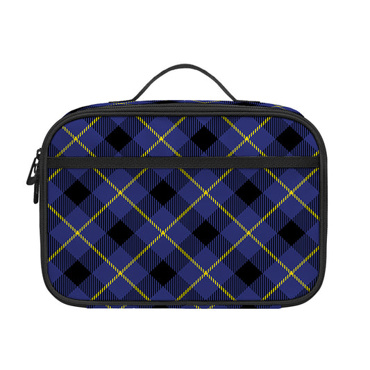 Blue Black And Yellow Plaid Print Portable Lunch Bag