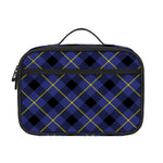 Blue Black And Yellow Plaid Print Portable Lunch Bag