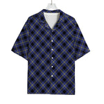 Blue Black And Yellow Plaid Print Rayon Hawaiian Shirt