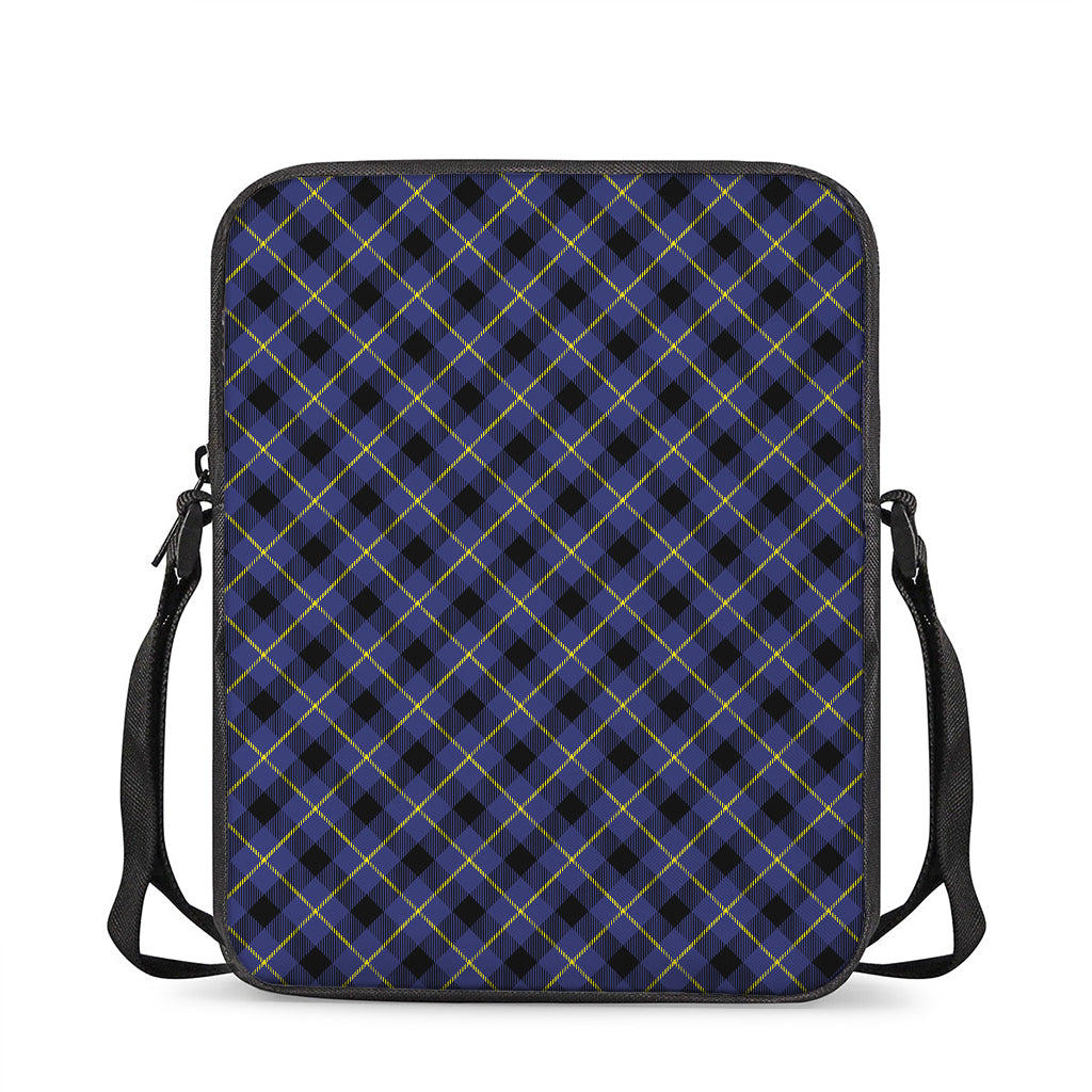 Blue Black And Yellow Plaid Print Rectangular Crossbody Bag